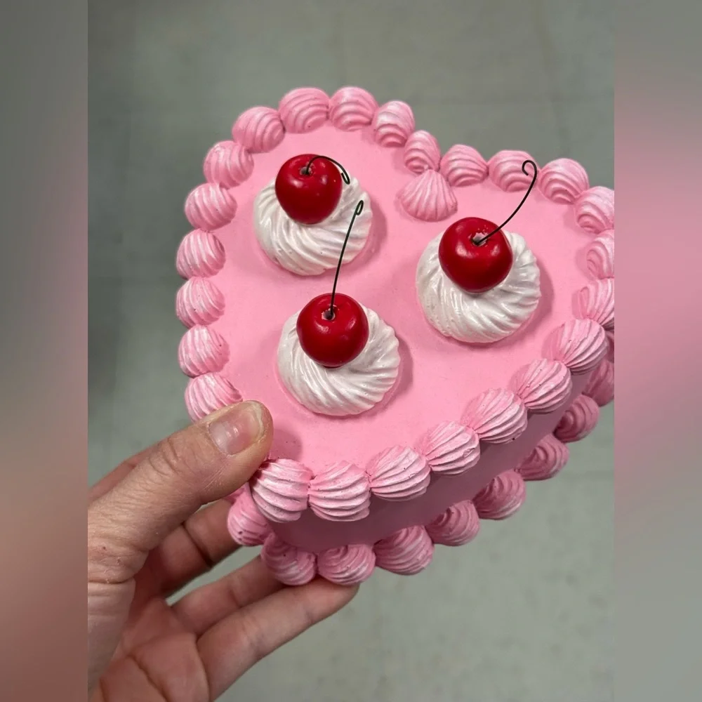 Pink Heart-Shaped Party Cake Decoration